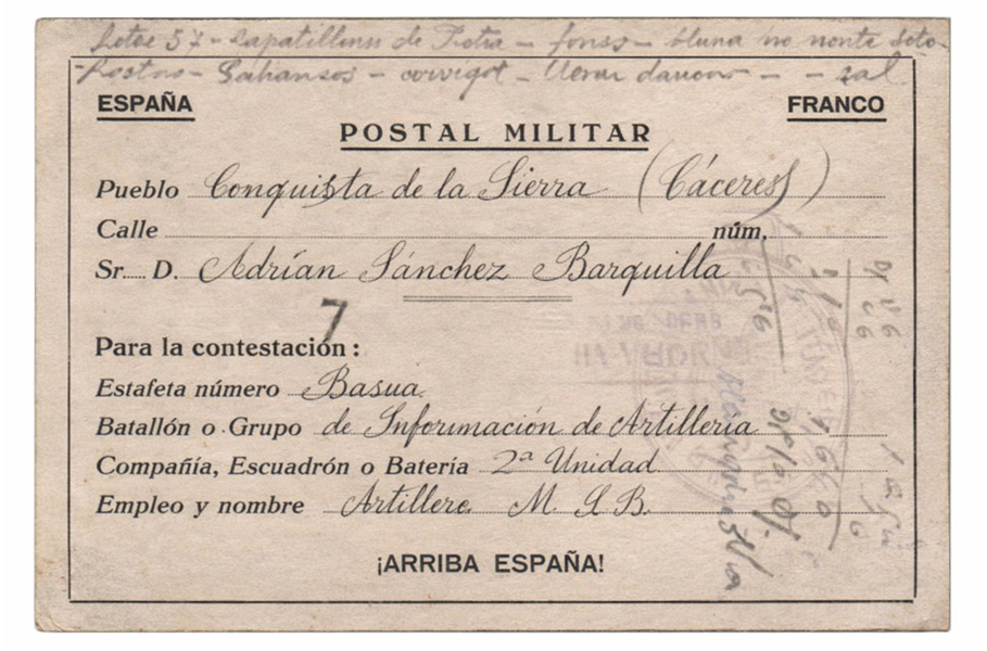 Carta soldado Baena anverso