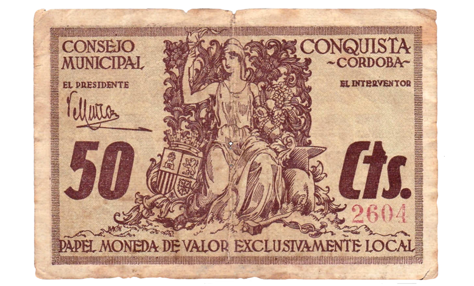 Conquista billete 50 cts anverso