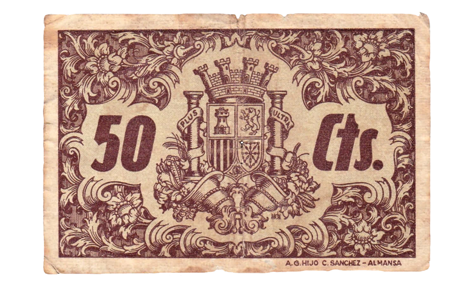 Conquista guerra civil billete 50 cts reverso