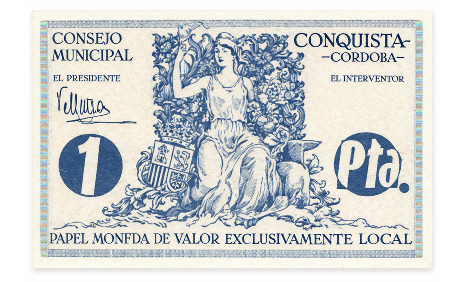 Conquista guerra civil billete local anverso
