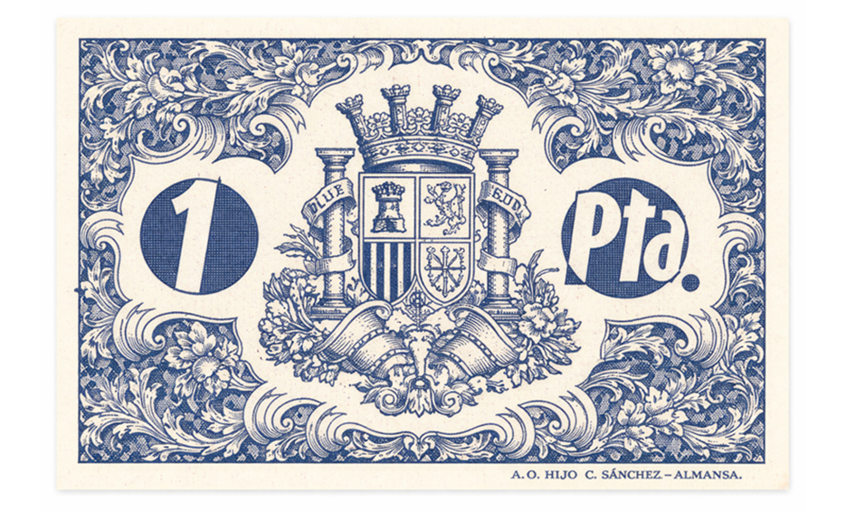 Conquista guerra civil billete local reverso